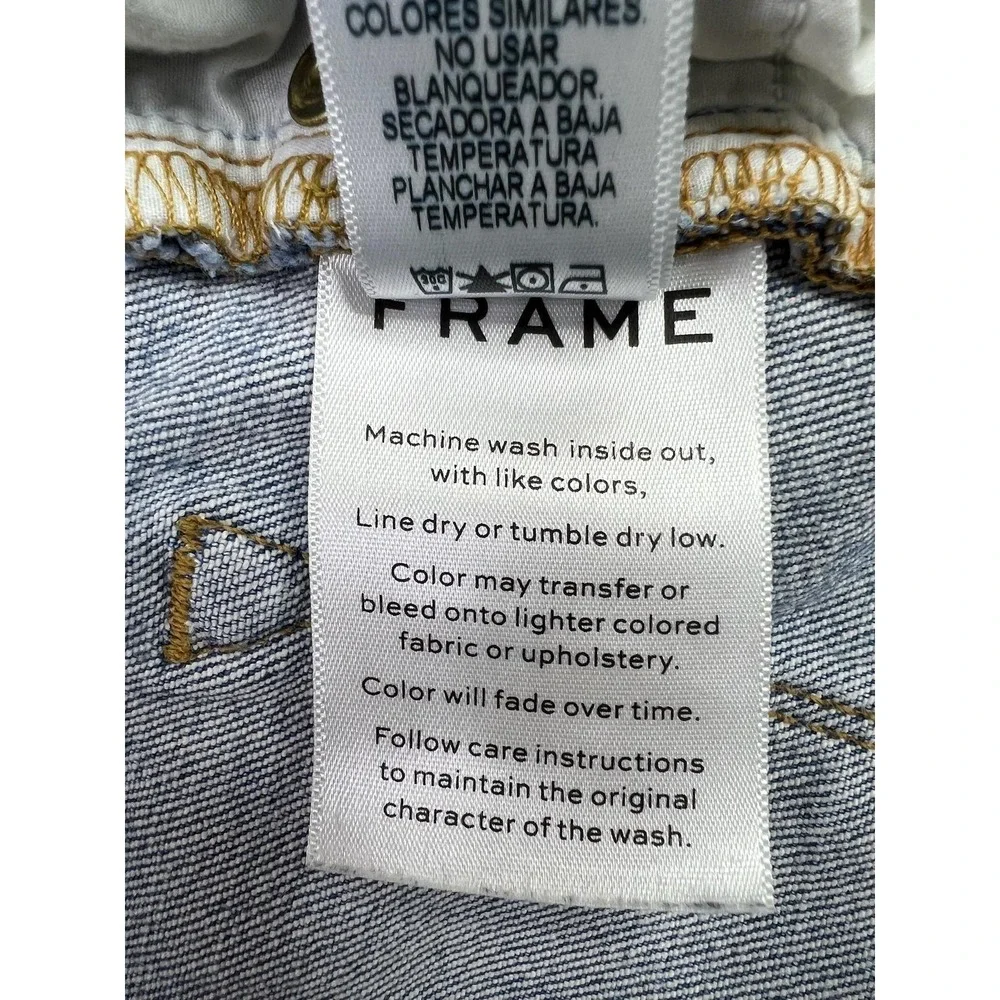 FRAME Le High Straight Jeans Womens‎ 27 Blue High Rise Distressed Raw Hem Denim